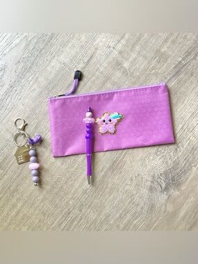 NEW📚 Homemade Crafted Beaded Pen & Bag Charm Pouch Set OS